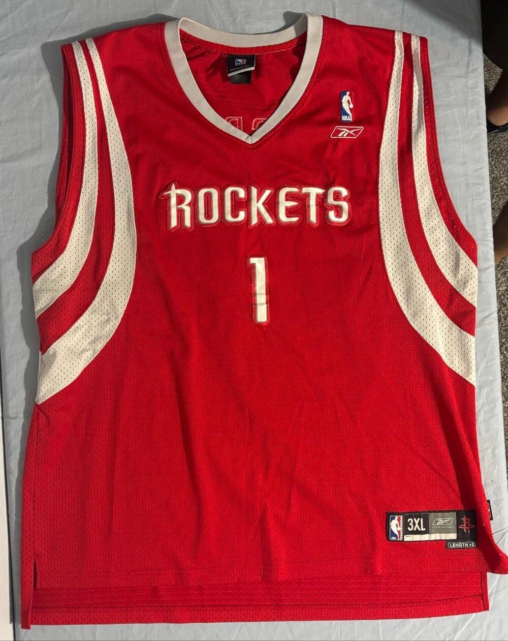 VTG TRACY MCGRADY #1 HOUSTON ROCKETS SWINGMAN JERSEY 3XL RED NBA Baggy FLAWS